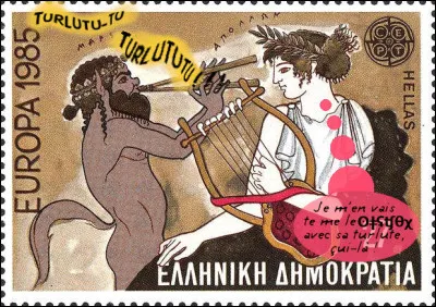 Grèce > Retour à la mythologie : Apollon semble ici fort irrité par un joueur de flûte intempestif... Qui est ce dernier et quelle épreuve lui fera subir le dieu olympien ?