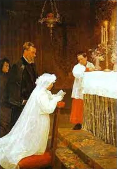 En 1896, quel artiste a immortalisé cette scène nommée ''Première communion'' ?