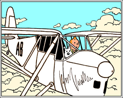 Il a l'air bien pâlot, ce petit avion... De quelle couleur est-il, dans "Les Cigares du Pharaon" ?