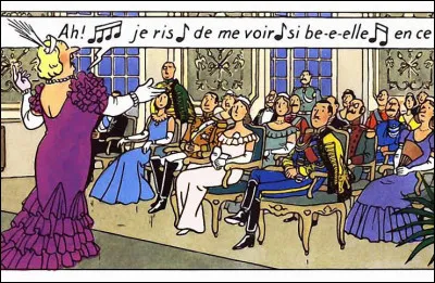Quelle était la couleur de la robe de la reine, à la droite de son époux, lors du concert au palais royal ?