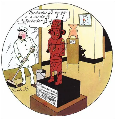 Quelle était la couleur du costume du gardien de musée, Léon ?