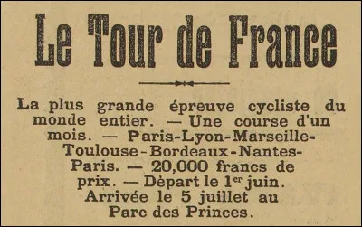 Quand fut créée la course mythique du Tour de France et se déroula sa première édition ?