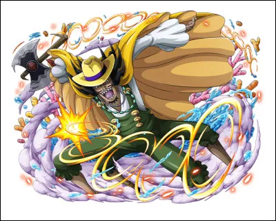 Il poss&egrave;de le pouvoir du Fruit Mato Mato, qui lui permet de maudire et de marquer des cibles pour les poursuivre ind&eacute;finiment. Il &eacute;tait obs&eacute;d&eacute; par la princesse Shirahoshi et a pass&eacute; sa vie &agrave; la poursuivre. Quel est nom ?