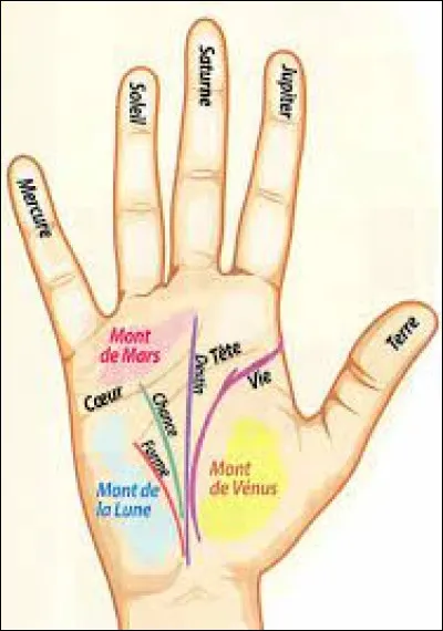 Quel procédé divinatoire consiste à lire dans les lignes de la main ?