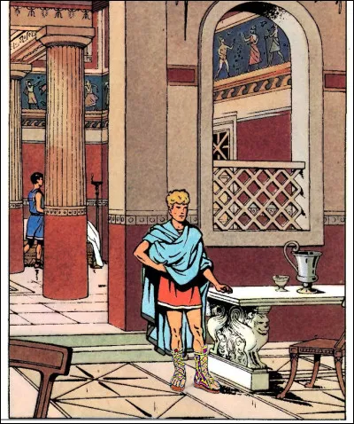 Alix "fait le poireau" chez un noble romain... Un détail quelque peu troublant dans ce décor ne doit certainement pas lui échapper : et vous ?