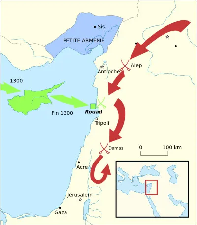 Après cette victoire, Ghazan Khan dut battre en retraite. Il devait faire face à un de ses cousins, Qutlugh Khwaja, en raison d'une révolte dans l'Est. Avant de partir, Ghazan annonça qu'il reviendrait en novembre 1300.
En novembre 1300, Jacques de Molay et le frère du roi, Amaury, lancèrent une expédition pour réoccuper Tortose depuis l'île d'Arouad. Comment se déroula-t-elle ?