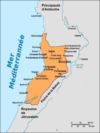 Malgré la neuvième croisade, les croisés perdaient du terrain inexorablement face aux Mamelouks, et le comté de Tripoli était l'un de leurs derniers territoires.
Bien que fondé en tant quÉtats latins d'Orient, de qui le comté de Tripoli était-il l'État vassal depuis environ 1260 ?