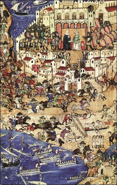 Qalaûn commença le siège de Tripoli en mars 1289. Il arriva avec une armée importante et de grandes catapultes. Des renforts furent envoyés à Tripoli par les Templiers, les Hospitaliers et un régiment arriva de Saint-Jean-d'Acre. 
Deux tours s'écroulèrent sous les bombardements et les Mamelouks envahirent les murs et s'emparèrent de la ville le 26 avril. Cela marqua la fin de...
