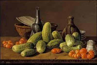 Vers 1774, quel rococo a réalisé cette toile intitulée ''Nature morte aux concombres et tomates'' ?