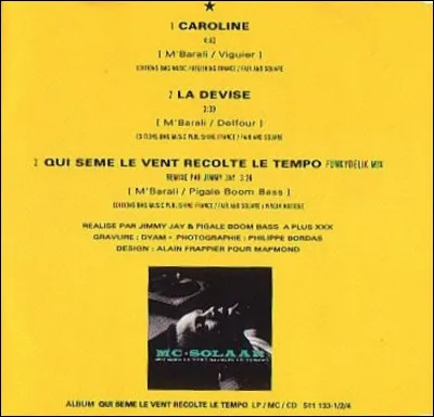 Quelle est cette chanson d'amour de 1991, interprétée par Mc Solaar ?