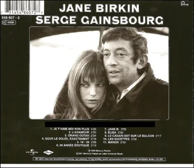 Quelle est cette chanson d'amour de 1969, interprétée par Serge Gainsbourg et Jane Birkin ?