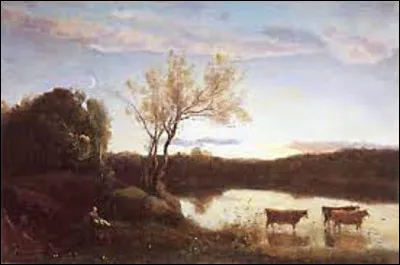Quel membre de l'école de Barbizon a réalisé, en 1850, ce tableau intitulé ''L'Étang aux trois vaches et au croissant de lune'' ?