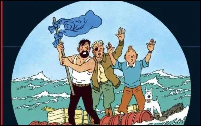 Sur la couverture de quel album peut-on voir Tintin et le capitaine Haddock sur un radeau ?