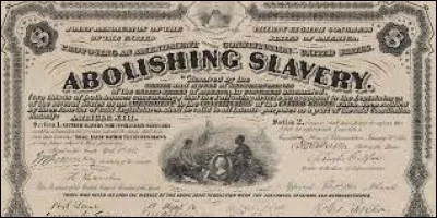Ce 18 décembre, le Congrès des Etats-Unis adopte le treizième amendement constitutionnel, qui abolit formellement l'esclavage : c'était en ...