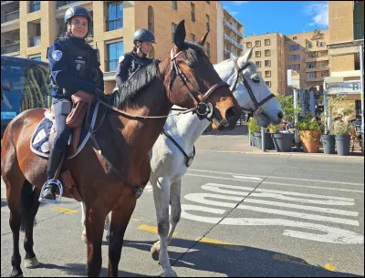Un policier à cheval, tu trouves cela :