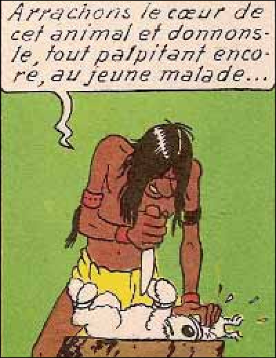 Dans quel album le sorcier Arumbaya veut-il arracher le cur de Milou avec un couteau ?