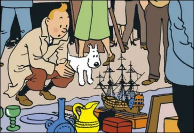 Dans quel album de Tintin, l'histoire démarre-t-elle dans un marché aux puces ?