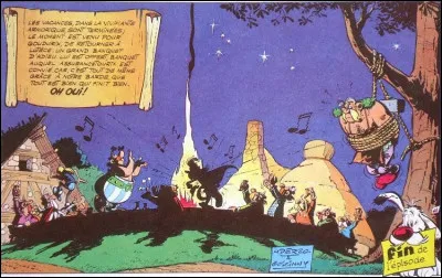 À P.Louis et ML : dans quel album Cétautomatix est-il attaché et bâillonné, à la place d'Assurancetourix, lors du banquet final ?