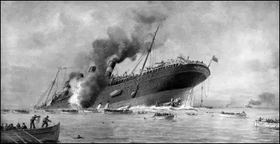Ce 7 mai, le paquebot anglais "Lusitania" de la Cunard, sombre au large de l'Irlande ; le naufrage cause 1200 morts : c'était en ...