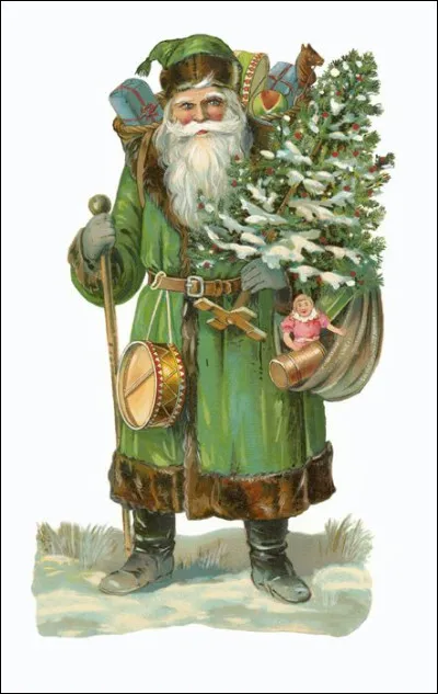 En 1821, le père Noël (Santa Claus) arrive aux États-Unis, sous la plume de Clarke Moore qui créa le tout premier conte de Noël. Comment était-il habillé ?
