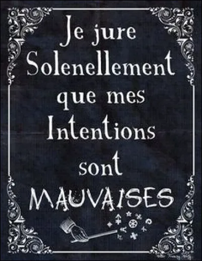 "Je jure solennellement que mes intentions sont mauvaises" : à quoi sert cette formule ?