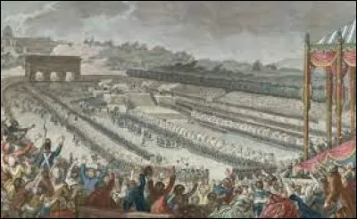 Le 14 juillet 1790, cette fête se déroule sur le Champ-de-Mars, à Paris ; Louis XVI, roi de France, y prête serment à la Nation et à la loi dans un climat d'unité nationale : il s'agit de la ...
