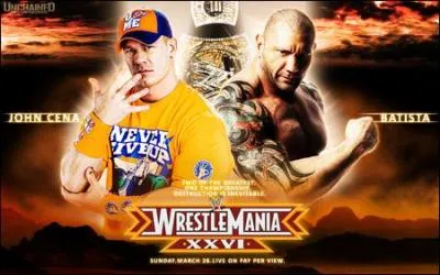 Dans un match de WM 26 , John Cena a battu Batista avec quelle prise ?