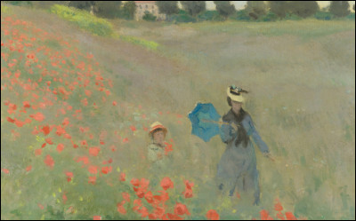 Cette toile de Claude Monet, représentant sa femme en promenade avec son jeune fils dans un champ de coquelicots, est un exemple de/d'...