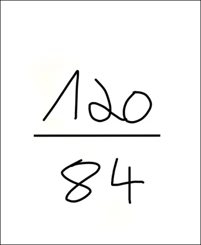 Quelle est la fraction irréductible de 120 sur 84 ?