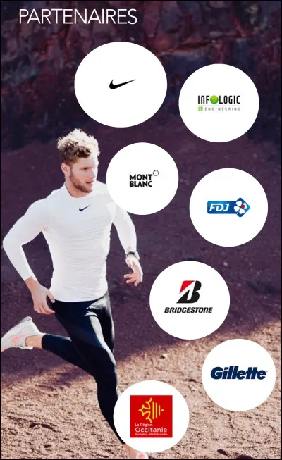 Parmi les marques ci-dessous, quelle est la marque partenaire de Kevin Mayer ?