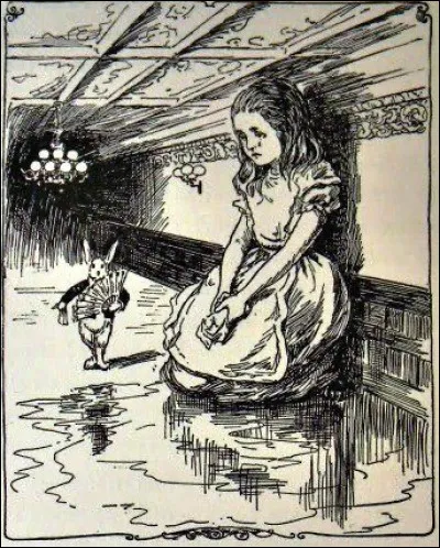 En ayant trouver une solution tu mangeas un g&acirc;teau qui se trouvait dans une belle bo&icirc;te en verre o&ugrave; il &eacute;tait indiqu&eacute; �mange moi� mais cette fois ci tu doubla de volume.Ce qui ne t�aidait pas car cela ne te fit pas atteindre la porte, mais gr&acirc;ce &agrave; l�&eacute;ventail du lapin blanc tu as pu de nouveau r&eacute;tr&eacute;cir mais tu oublie de nouveau la cl&eacute; Que fait tu ?