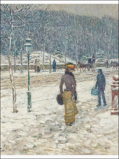 Qui a représenté "La Rue de New York, à Paris" par temps de neige ?