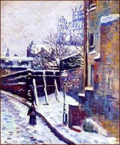 Qui a peint "La Neige recouvrant la rue à Montmartre" ?