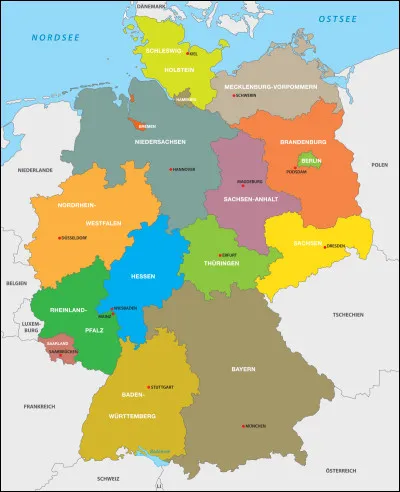 Quel pays n'a pas de frontière commune terrestre avec l'Allemagne ?