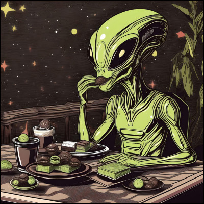 Quelle est la sorte de chocolat que mange cet alien ?