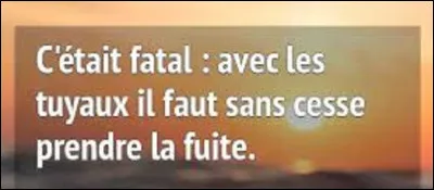 Et on clôt ce quiz par une petite citation. Quel acteur, notamment, a dit : ''C'était fatal : avec les tuyaux il faut sans cesse prendre la fuite.'' ?