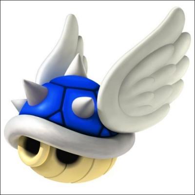 À quoi sert cette tortue bleue volante dans "Mario Kart" ?