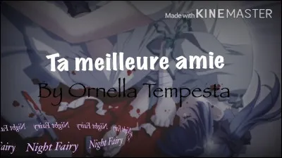 Chanson N°4 : "Ta meilleure amie", d'Ornella Tempesta
Mais t'y penses pas, t'as pas le choix parce que personne n'est là
Et puis tu craques, tu fonds en larmes et tu regardes tes bras
Seule dans ta chambre, assise dans l'noir, tu ne cesses de pleurer
Tu penses à tout ce qu'on t'a fait depuis que t'es ___
T'as juste envie de tout virer et de tout balancer