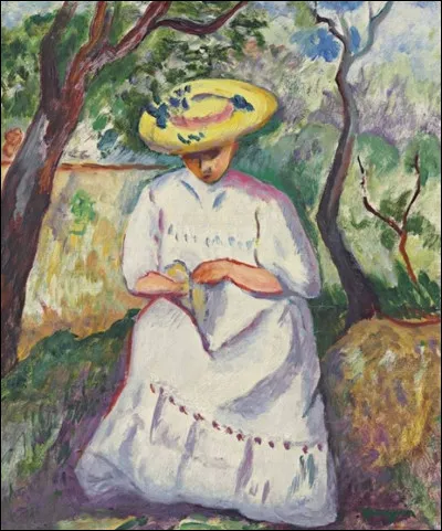 Qui a peint "Jeanne cousant sous un chêne-liège" ?