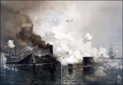 Ce 8 mars, le combat naval de Hampton Roads voit s'affronter les premiers cuirassés : c'était en ...