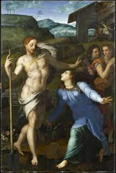 ''Noli me tangere'', appelé également ''Le Christ jardinier apparaît à sainte Madeleine'', est une huile sur bois de peuplier réalisée vers 1561 par un maniériste. 
Quel peintre est l'auteur de cette peinture ?