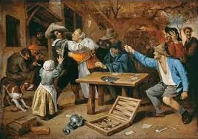 Entre 1664 et 1665, quel baroque a réalisé cette peinture nommée ''Dispute au jeu de cartes'' ?