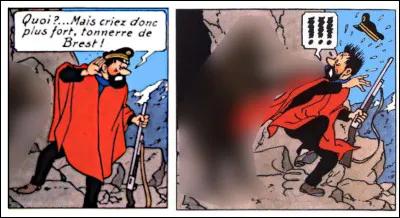 Au lieu de brailler du Corneille, Haddock n'aurait-il pas mieux fait de surveiller ses arrières ? Qui le surprend ainsi ?