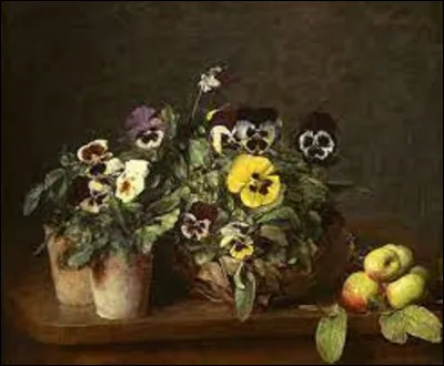 En 1874, quel réaliste a peint ce tableau intitulé ''Nature morte avec des pensées'' ?