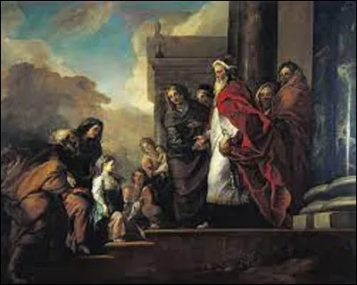 En 1682, quel classiciste a réalisé cette toile intitulée ''La Présentation de la Vierge au temple'' ?