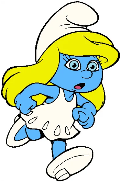 Qui est ce personnage de fiction en S, le premier Schtroumpf féminin avec de longs cheveux blonds et une robe blanche ?