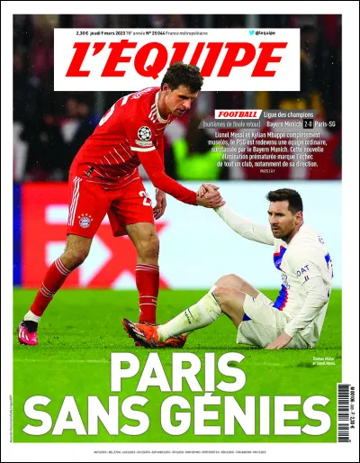 Quelle équipe bat le PSG en 8e de finale de la Ligue des Champions après un match retour perdu 2-0 le 8 mars ?