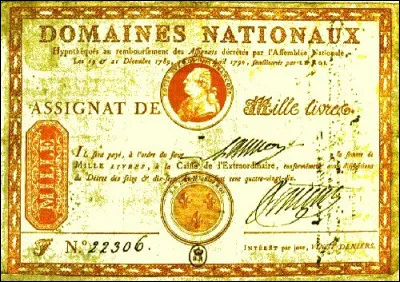 Durant quelle période de l'histoire de France a t-on pu utiliser comme monnaie l'assignat !