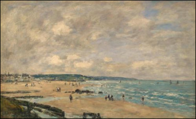 Nous pourrons donc célébrer le bicentenaire de la naissance de ce peintre, né en 1824, auteur de ce tableau "la plage à Trouville" :