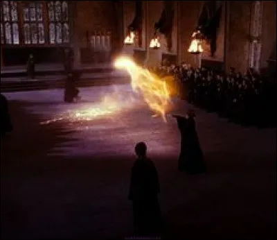 Qui sont les deux professeurs qui font un combat dans la grande salle ?